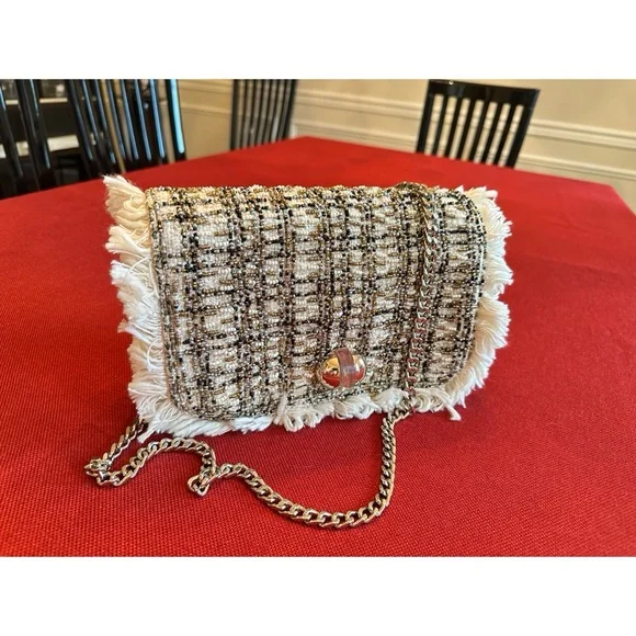 Zara Tweed Fringe Shoulder Bag, NWT - Picture 5 of 12